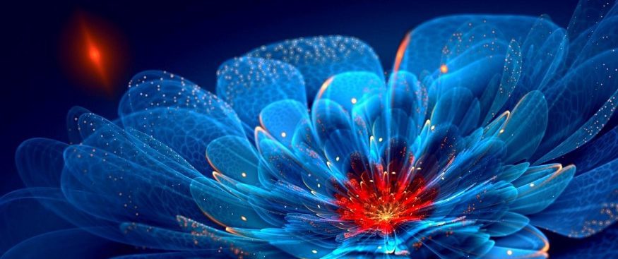 neon psychedelic blue flower
