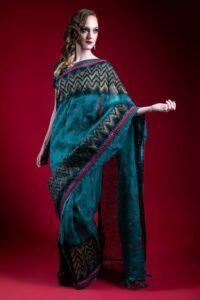 Gillian in a sari looking to the right
