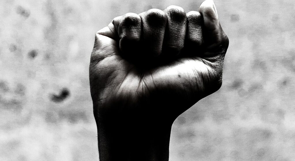 raised fist of black lives matter