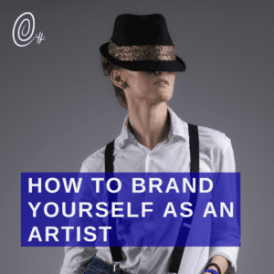 a person photographed from the torso up with a fedora covering half of their face and the words how to brand yourself as an artist