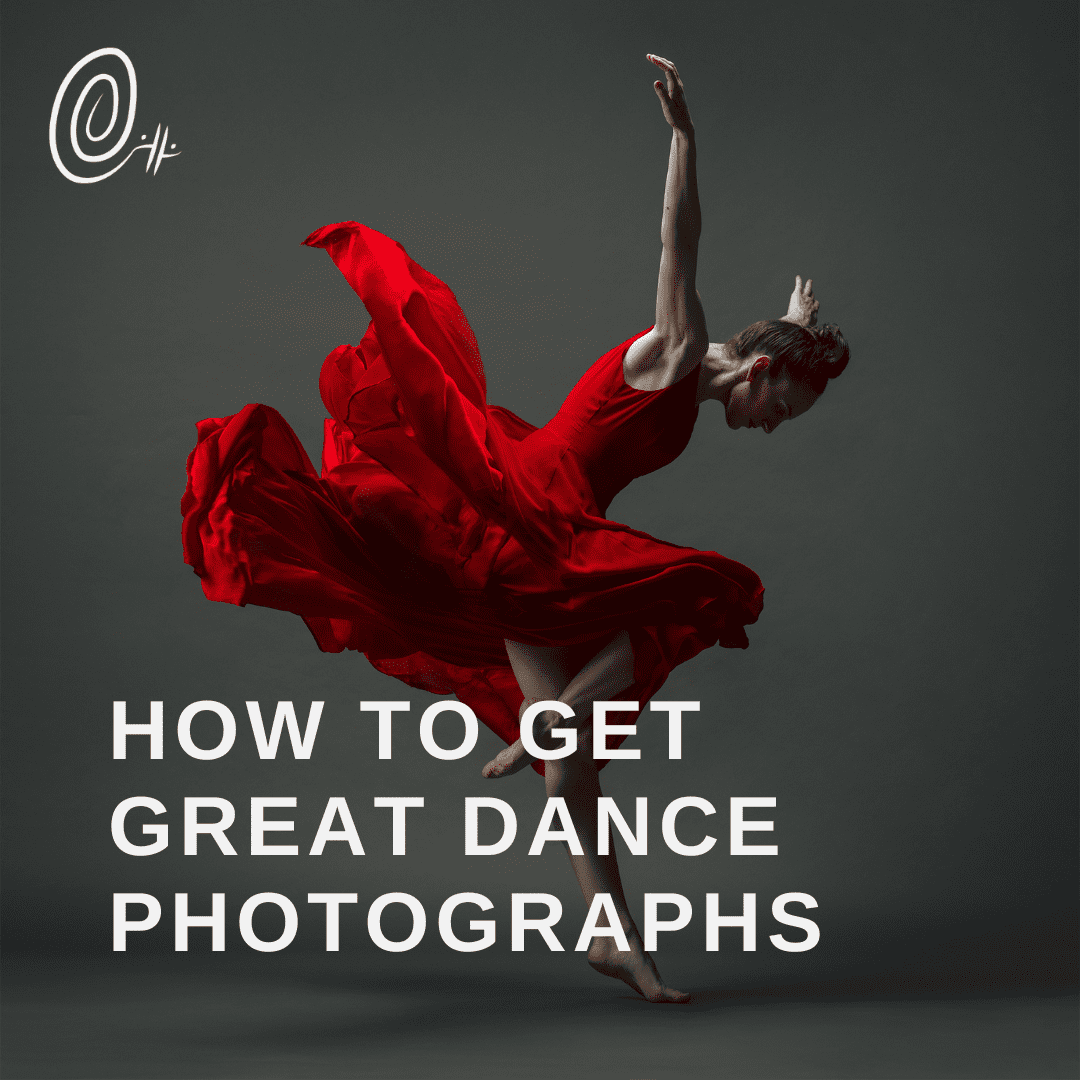 Gillian in a red dress in a dynamic posture with head down and arms back like wings and the title text overlaid