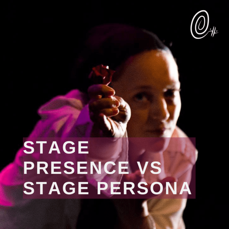 Gillian as Pierrot holding a small paper rose directly to the camera with the title text overlaid