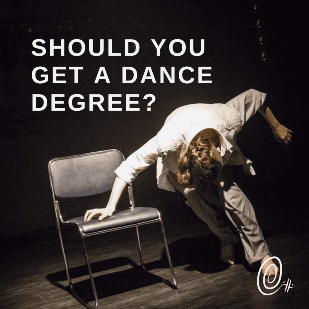 Gillian performing next to a chair with head down as if running to it with the title text overlaid