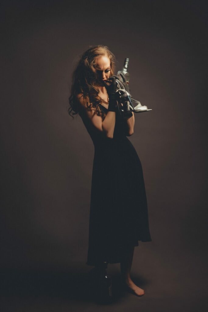 Gillian as the girl in the black dress, a variation of the girl in red