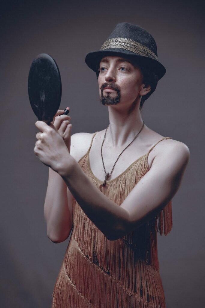 gillian as the man in a dress, a variation of the man in the suit