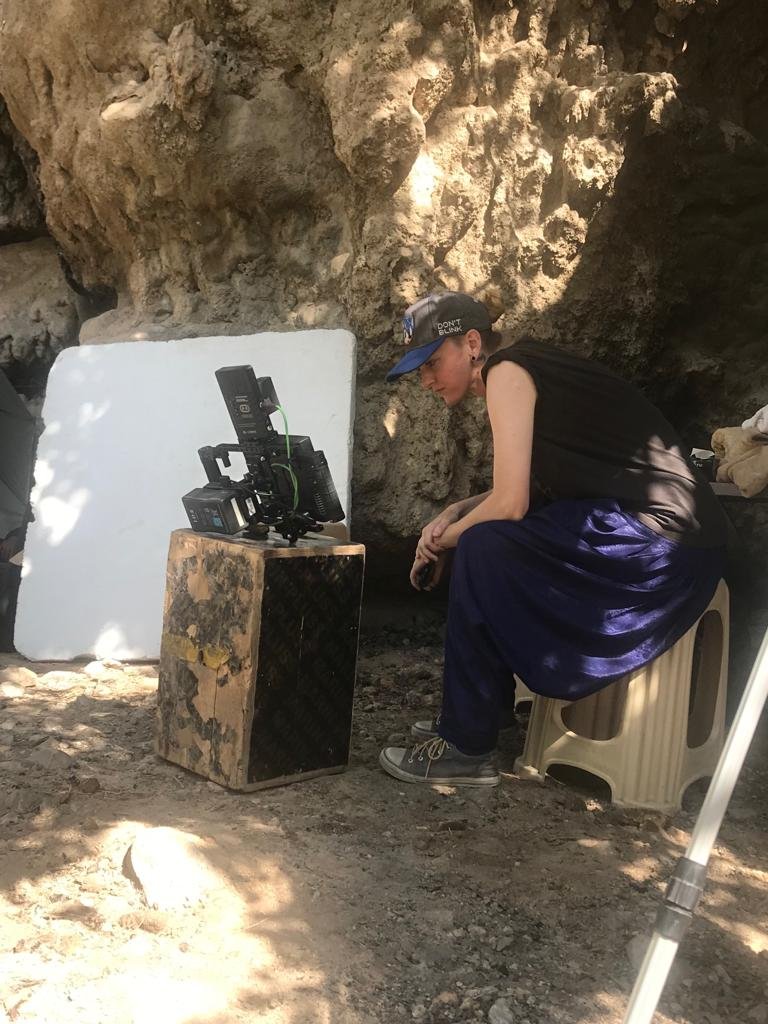 Gillian on the set of Kamli watching the playbacks